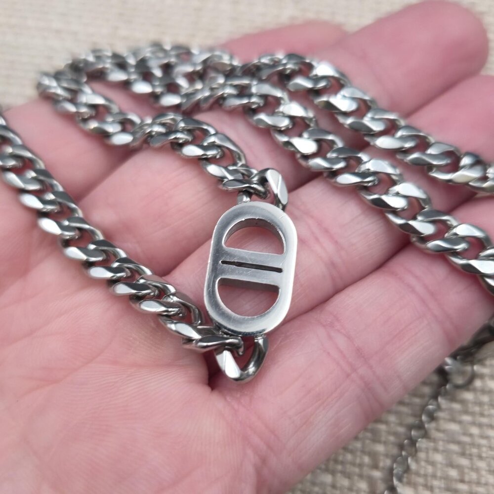 16+2 Inch Stylish Symbol Curb Chain Necklace B1088 - Picture 4 of 7